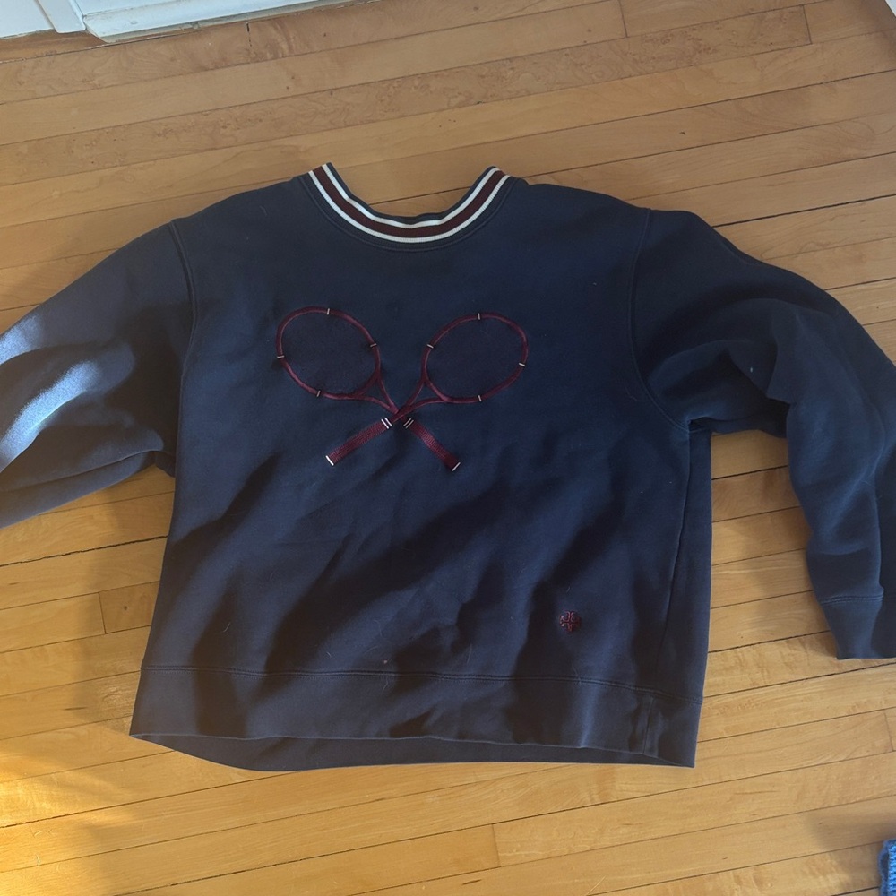 Tory Sport Dark Blue Crewneck Sweatshirt with Tennis Design